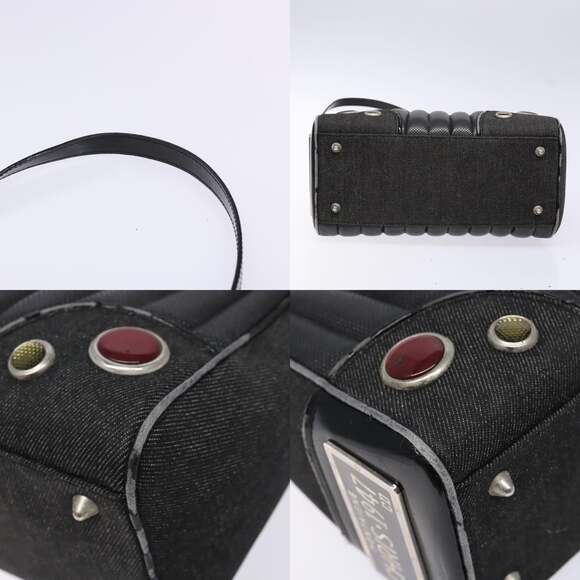 DIOR Montaigne Hand Bag Canvas Leather Black Silver - Picture 10 of 13